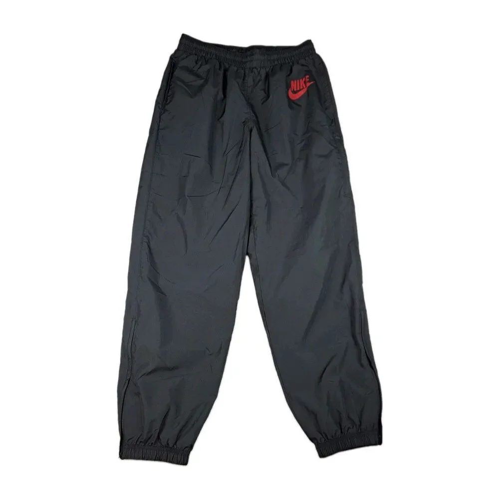 Vintage Nike Track Pants Mens L Black Red Logo Mesh Lined Ankle Zip Pockets Y2K